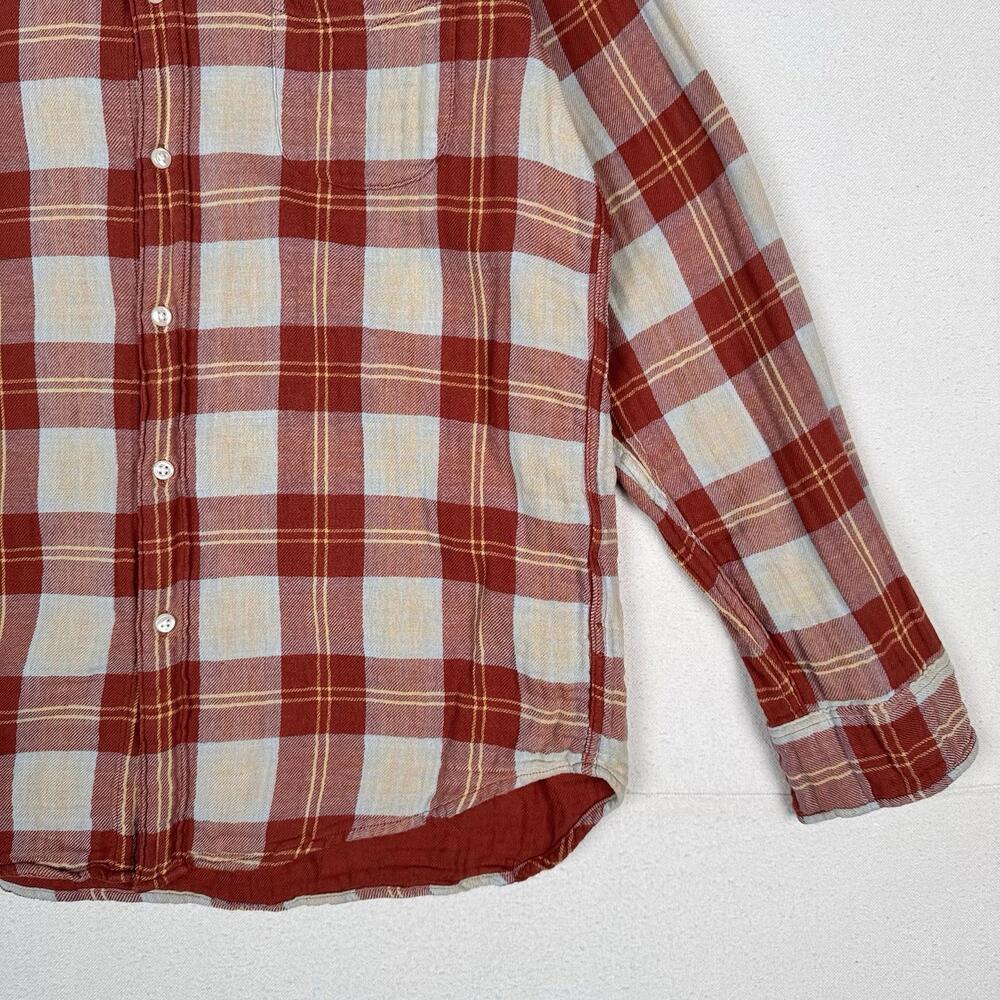 J.Crew Shirt Men’s L Double Weave Slim Fit Plaid Shirt Burnt Orange Red - Picture 6 of 9
